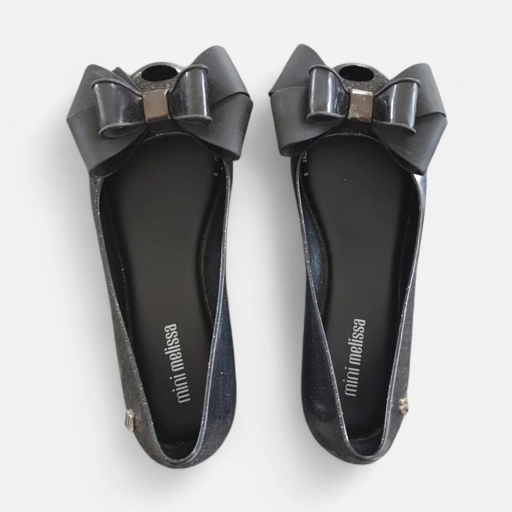 Mini Melissa Ultragirl Sweet IX Girl's Shoes US Size 1 Black w/ Bow